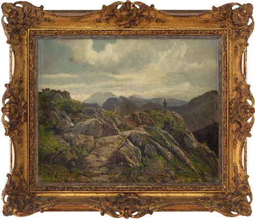 Ludwig Gustav Voltz, on the Alps - Antique Oil Painting