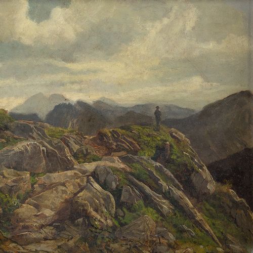 fig 2. Ludwig Gustav Voltz, On The Alps - Antique Oil Painting 
