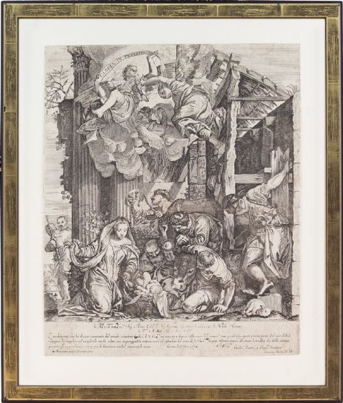 Giacomo Barri After Paolo Veronese, the Adoration of the Shepherds, Nativity - Antique Etching