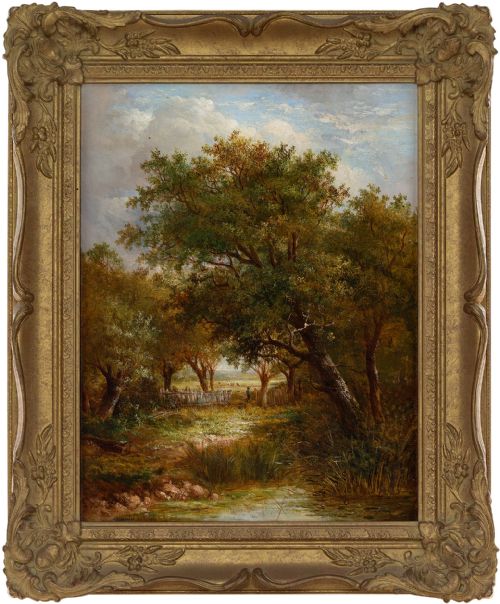 Joseph Thors, Rural Landscape with Riverbank - Antique Painting