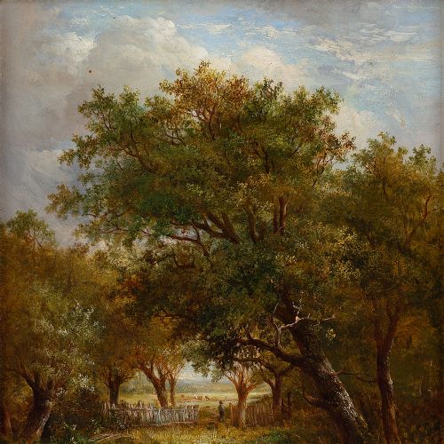 fig 2. Joseph Thors, Rural Landscape With Riverbank - Antique Painting 