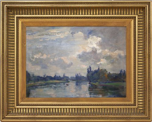 James Herbert Snell, Bray Church on Thames - Antique Oil Painting