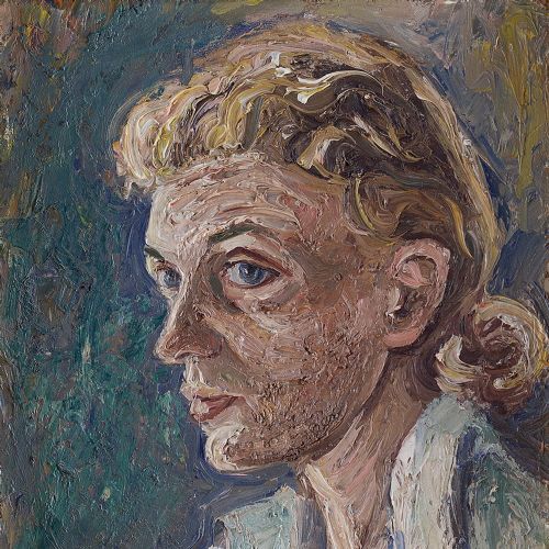 fig 1. Gosta Bohm, Portrait Of Marthe Bohm - Vintage Oil Painting 