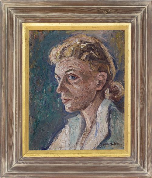 Gosta Bohm, Portrait of Marthe Bohm - Vintage Oil Painting