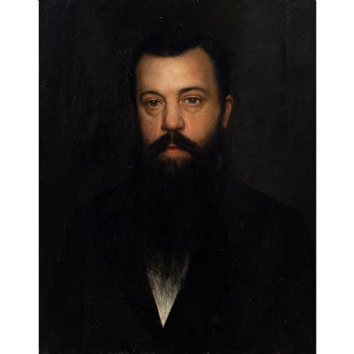 fig 1. 19th-Century Austrian School, Portrait Of A Gentleman With A Beard Antique Oil Painting