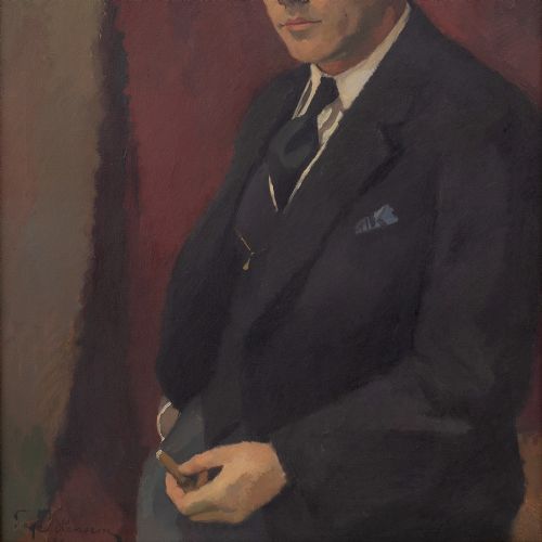 fig 2. Tage Hansson, Portrait Of A Man - Antique Oil Painting