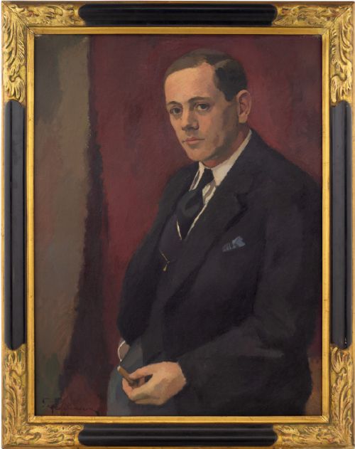 Tage Hansson, Portrait of a Man - Antique Oil Painting