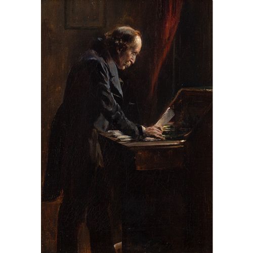 fig 1. Sir George Ogilvy Reid RSA, The Colonel’s House Bills - Antique Oil Painting