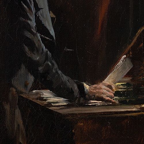 fig 2. Sir George Ogilvy Reid RSA, The Colonel’s House Bills - Antique Oil Painting