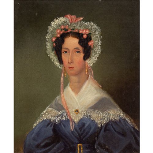fig 1. 19th-Century English School Portrait Of A Lady - Antique Oil Painting