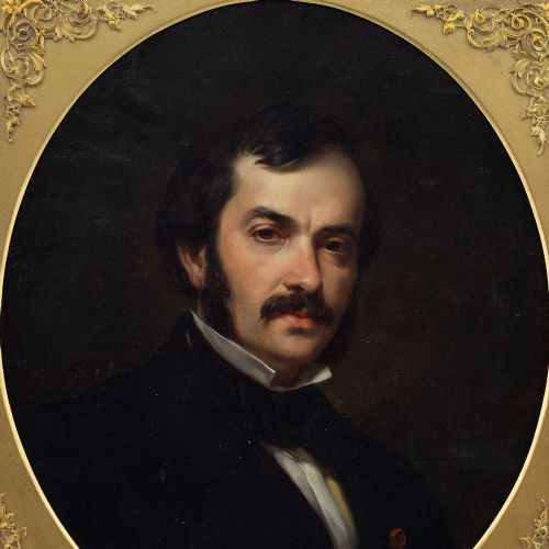fig 1. Emile Charles Labbé, Portrait Of A Gentleman - Antique Oil Painting