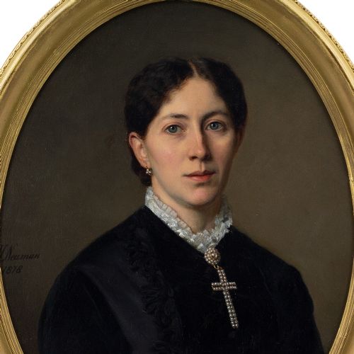 fig 2. Jan Hendrick Neuman, Portrait Of A Woman - Antique Oil Painting