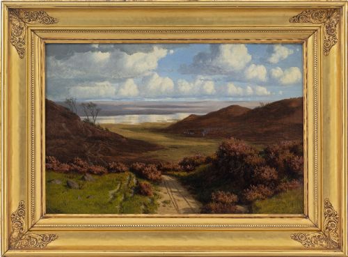 Carl Gotfred Wurtzen, Landscape with Lake - Antique Oil Painting
