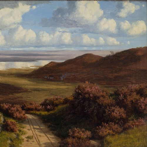 fig 1. Carl Gotfred Wurtzen, Landscape With Lake - Antique Oil Painting