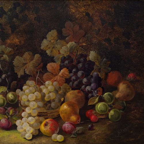 fig 2. Horace Mann Livens, Still Life With An Abundance Of Fruit - Antique Oil Painting