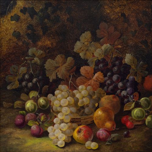 fig 3. Horace Mann Livens, Still Life With An Abundance Of Fruit - Antique Oil Painting