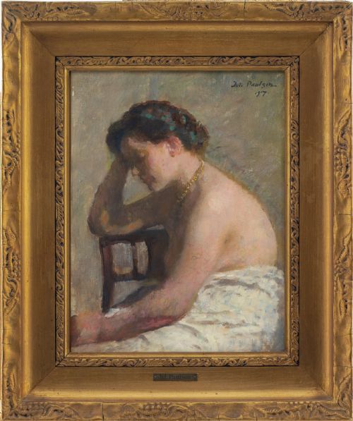 Julius Paulsen, Portrait of a Seated Woman - Antique Oil Painting