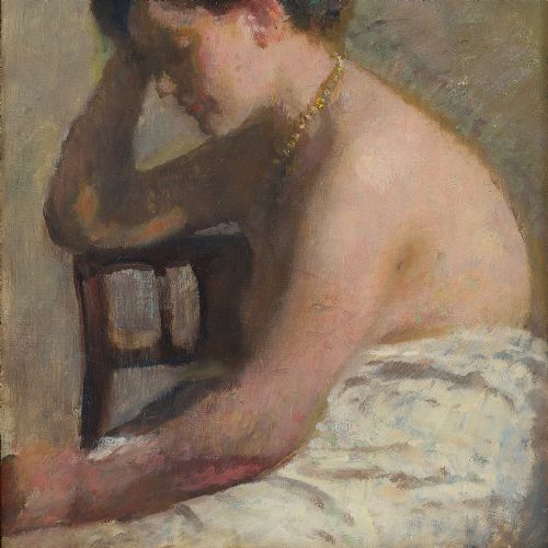 fig 3. Julius Paulsen, Portrait Of A Seated Woman - Antique Oil Painting