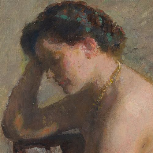 fig 4. Julius Paulsen, Portrait Of A Seated Woman - Antique Oil Painting