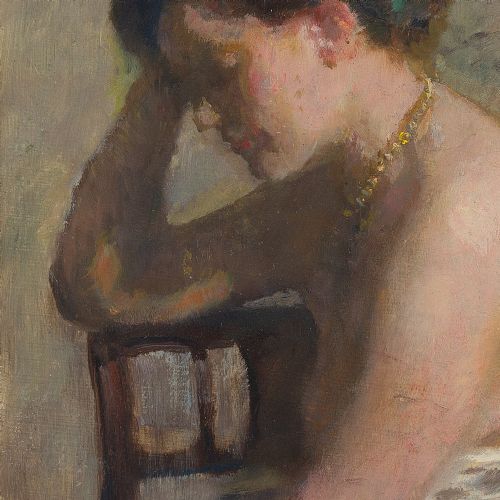 fig 5. Julius Paulsen, Portrait Of A Seated Woman - Antique Oil Painting