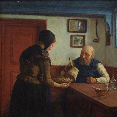 fig 1. Valdemar Magaard, The Empty Ol’ Mug - Antique Oil Painting