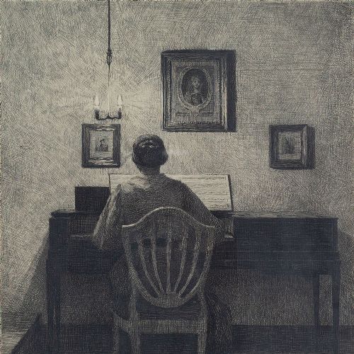 fig 2. Peter Vilhelm Ilsted, Interior With A Lady At A Spinet, Evening Light - Antique Etching 
