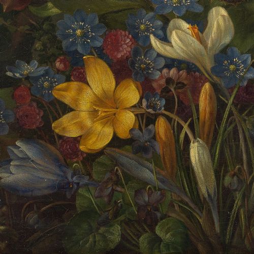 fig 3. Johan Frederik Damm, Forest Floor Still Life With Butterfly - Antique Oil Painting 