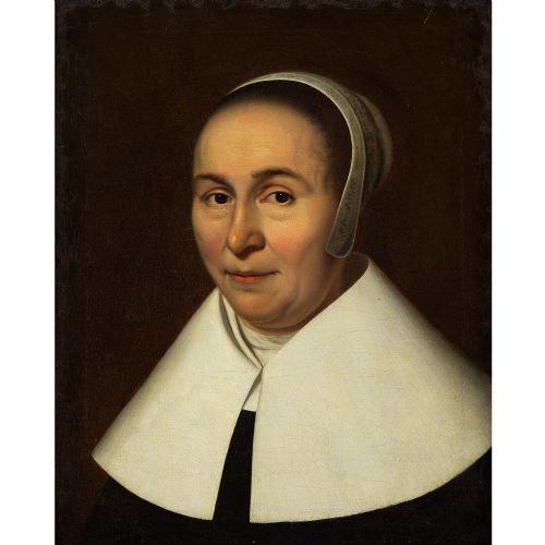 fig 1. 17th-Century Dutch School Portrait Of A Lady - Antique Oil Painting 