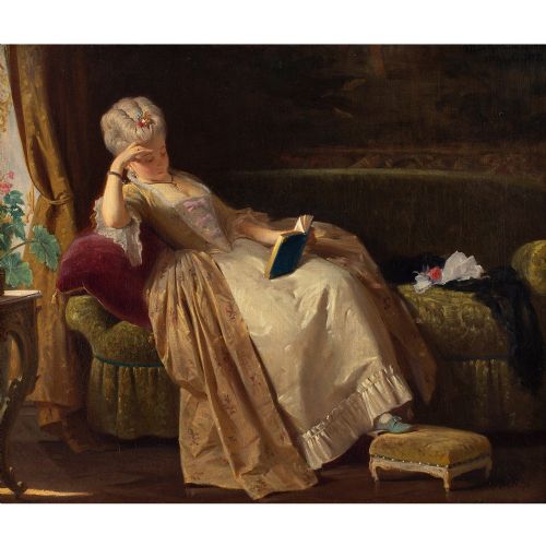 fig 1. Max Kaltenmoser, An Interesting Read - Antique Oil Painting 
