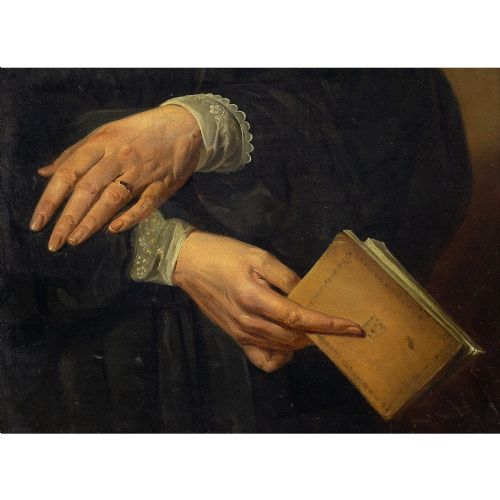 fig 1. Nicolaas Pieneman, Hand Study - Antique Oil Painting