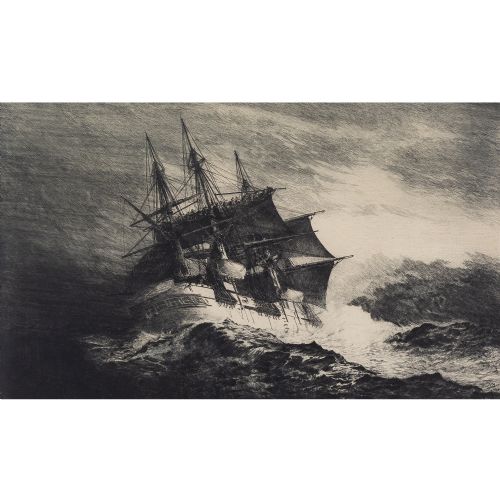 fig 1. Nils Emil Anckers, Frigate In Stormy Water