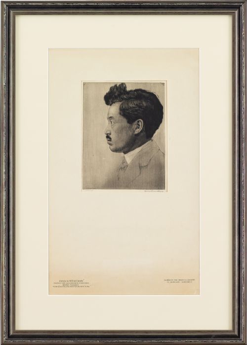 Emma Loewenstamm, Portrait of Hideyo Noguchi - Antique Etching