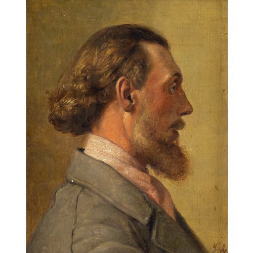 fig 1. Georg Achen, Portrait Study Of A Bearded Gentleman - Antique Oil Painting 