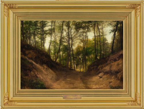 Edvard Petersen, Forest View, Fussingø, Jutland - Antique Oil Painting