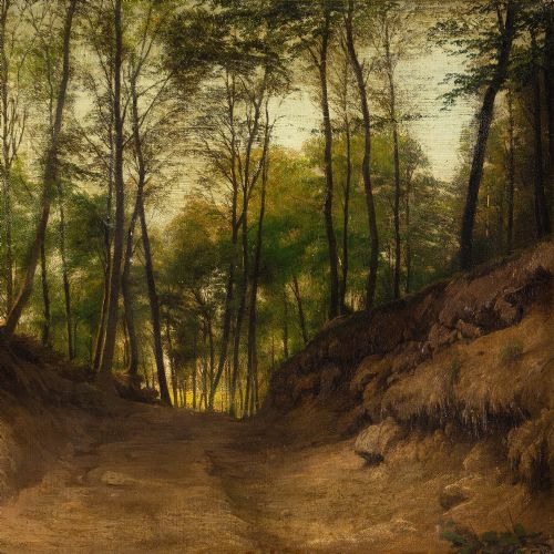 fig 1. Edvard Petersen, Forest View, Fussingø, Jutland - Antique Oil Painting 