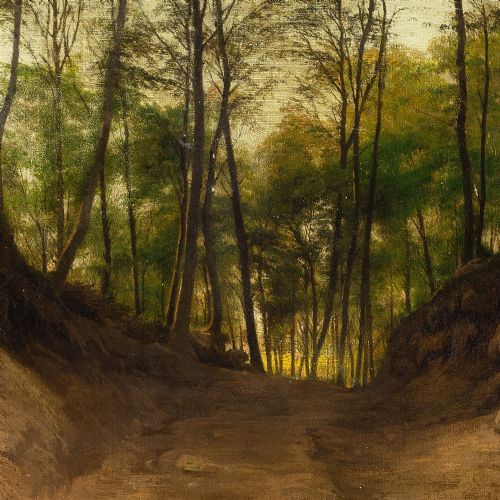 fig 3. Edvard Petersen, Forest View, Fussingø, Jutland - Antique Oil Painting 