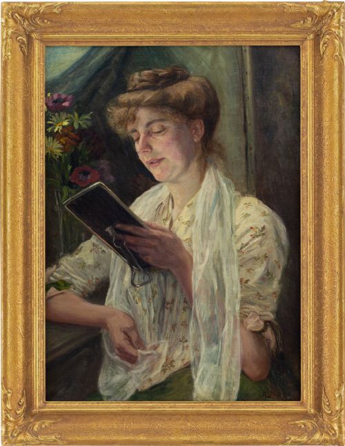 Henrik Joesten Bleeker, Portrait of a Woman Reminiscing - Antique Oil Painting