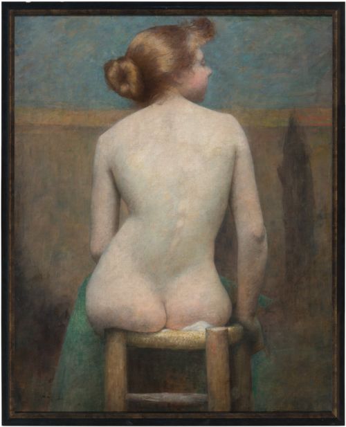 Early 20th-century Danish School, Seated Female Nude, Antique Oil Painting