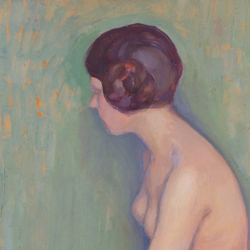 fig 1. Emil Danielsson, Portrait Of A Seated Nude In Profile - Antique Oil Painting