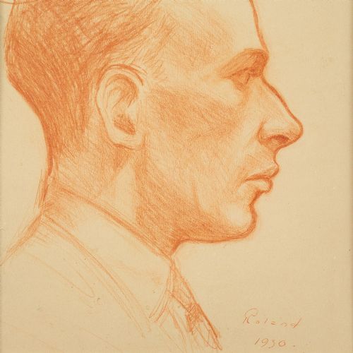 fig 1. Roland Svensson, Portrait Study Of A Man - Vintage Drawing