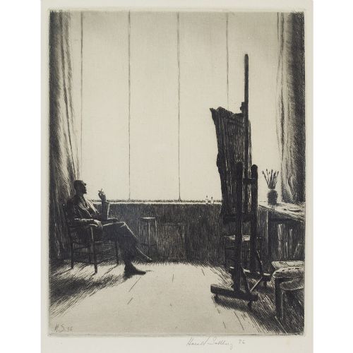 fig 1. Harald Sallberg, Meditation - Vintage Etching