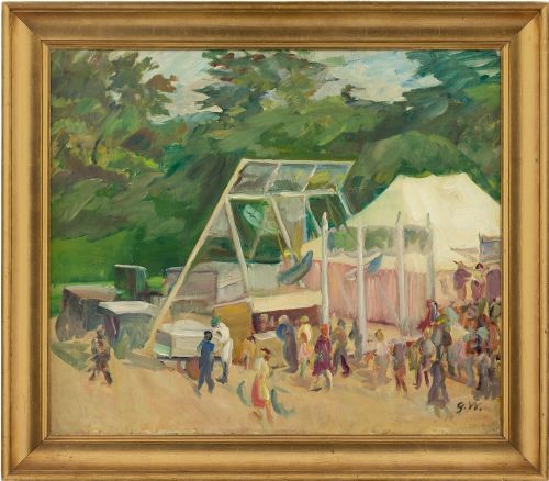 Gustaf Wolmar, Vordingborg Fair - Antique Oil Painting