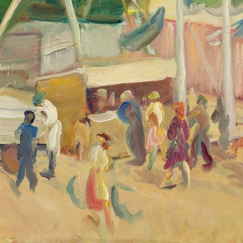 fig 1. Gustaf Wolmar, Vordingborg Fair - Antique Oil Painting