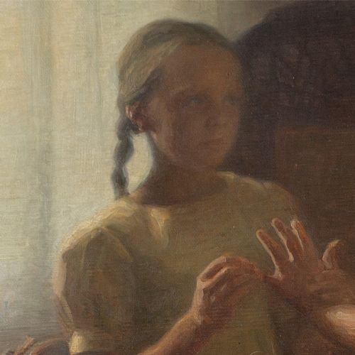 fig 1. Carl Vilhelm Meyer, The Artist’s Daughters, Early 20th-Century Antique Oil Painting