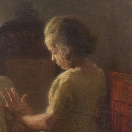 fig 4. Carl Vilhelm Meyer, The Artist’s Daughters, Early 20th-Century Antique Oil Painting