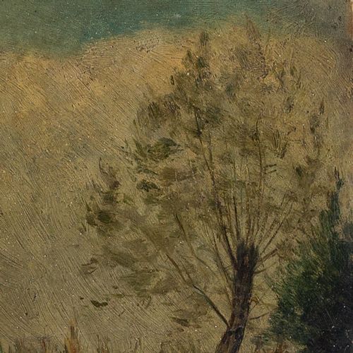fig 1. Paul Désiré Trouillebert, Landscape Study With Birch Trees - Antique Oil Painting