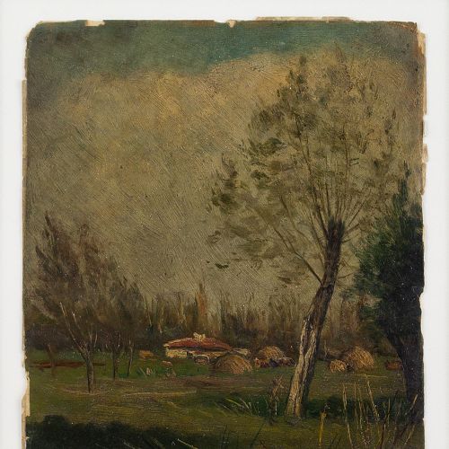 fig 2. Paul Désiré Trouillebert, Landscape Study With Birch Trees - Antique Oil Painting