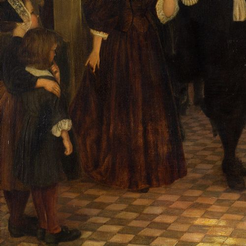 fig 1. Karl Behm, A Wedding In The 17th-Century - Antique Oil Painting