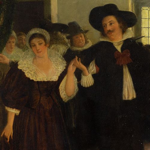 fig 3. Karl Behm, A Wedding In The 17th-Century - Antique Oil Painting