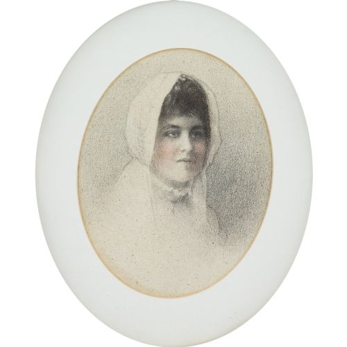 fig 1. 19th-Century English School, Portrait Of A Young Lady - Antique Drawing